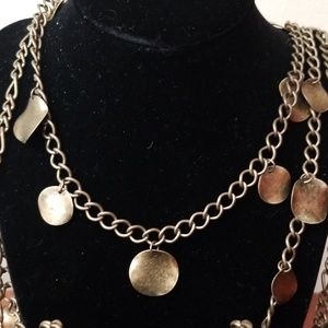 Antique Brass Necklace three tiers